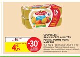 Coupelles Sans Sucres Ajoutés Pomme, Pomme Poire - Materne dans le catalogue Intermarché