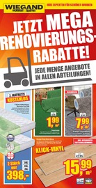 Aktueller wohnen & sparen Wiegand Prospekt mit Bodenbelag, "JETZT MEGA RENOVIERUNGSRABATTE!", Seite 1