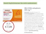 IBU-LYSIN-ratiopharm 400 mg bei LINDA im Prospekt "" für 7,49 €