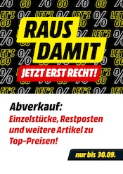 Aktueller MediaMarkt Saturn Elektromärkte Prospekt in Taucha und Umgebung, "RAUS DAMIT - JETZT ERST RECHT!" mit 1 Seite, 22.09.2025 - 30.09.2025