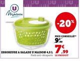 Essoreuse à salade 4,5 L - U Maison en promo chez Super U Essoreuse à salade 4,5 L - U Maison dans le catalogue Super U