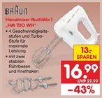 Handmixer MultiMix 1 „HM 1110 WH“ Angebote von BRAUN bei Netto Marken-Discount Stade für 16,99 €