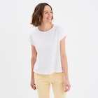 T-shirt ajouré manches courtes blanc femme à La Halle dans Ilhet