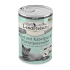 Aktuelles LandFleisch Cat Adult Pastete Rind + Kabeljau + Wurzelpetersilie 400 g Angebot bei Zookauf in Bremen ab 1,49 €