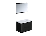 Ensemble meuble sous vasque + plan vasque + miroir "BOW" 80 cm noir en promo chez Brico Dépôt Ensemble meuble sous vasque + plan vasque + miroir "BOW" 80 cm noir dans le catalogue Brico Dépôt