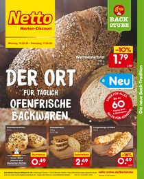 Netto Marken-Discount Prospekt für Flöha mit 2 Seiten Netto Marken-Discount Prospekt für Flöha: "DER ORT FÜR TÄGLICH OFENFRISCHE BACKWAREN", 2 Seiten, 12.05.2025 - 17.05.2025