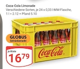 Aktuelle Coca Cola Angebote bei GLOBUS in Bruchsal Aktuelles Limonade Angebot bei GLOBUS in Bruchsal ab 16,79 €