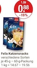 Katzensnacks im V-Markt Prospekt Katzensnacks von Felix im aktuellen V-Markt Prospekt für 0,88 €