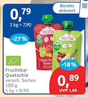 Quetschie von Fruchtbar für 0,79 € bei budni im Angebot Quetschie von Fruchtbar im aktuellen budni Prospekt