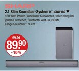 2.1 Slim Soundbar-System HT-SBW182 im Angebot bei V-Markt in Regensburg 2.1 Slim Soundbar-System HT-SBW182 Angebote von SHARP bei V-Markt Regensburg für 89,90 €