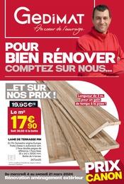 Prospectus Bricolage Gedimat en cours à Bourguignon et alentours, "POUR BIEN RÉNOVER, COMPTEZ SUR NOUS…", 20 pages, 04/03/2026 - 21/03/2026 Catalogue Bricolage Gedimat en cours à Bourguignon et alentours, "POUR BIEN RÉNOVER, COMPTEZ SUR NOUS…", 20 pages, 04/03/2026 - 21/03/2026