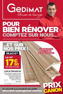 Catalogue Gedimat de la semaine 11, "POUR BIEN RÉNOVER, COMPTEZ SUR NOUS…", page 1, 04/03/2026 - 21/03/2026 Prospectus Gedimat en cours, "POUR BIEN RÉNOVER, COMPTEZ SUR NOUS…", page 1 sur 20