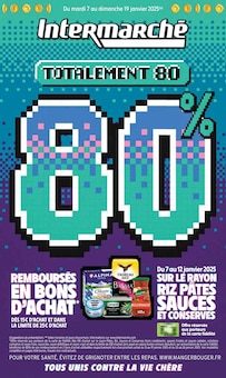 Prospectus Intermarché de la semaine "Totalement 80 80%" avec 1 pages, valide du 07/01/2025 au 19/01/2025 pour Cavalaire-sur-Mer et alentours