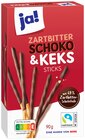 Zartbitter Schoko & Keks Sticks Angebote von ja! bei REWE Iserlohn für 1,29 €
