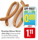 Knackige Wiener Würstchen lang im Angebot bei EDEKA in Karlsruhe Knackige Wiener Würstchen lang Angebote bei EDEKA Karlsruhe für 0,88 €