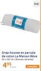 Drap-housse en percale de coton - LA MAISON DE RÊVE en promo chez Action Aulnay-sous-Bois à 4,95 €