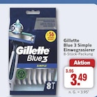 Blue 3 Simple Einwegrasierer Angebote von Gillette bei combi Gütersloh für 3,49 €