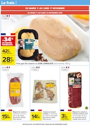 Prix et réduction Foie Gras Cru dans le prospectus Carrefour en cours Offre Foie Gras Cru dans le catalogue Carrefour du moment à la page 14