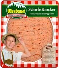 Feine Extrawurst oder Scharfe Knacker Angebote von Wiesbauer bei REWE Pulheim für 1,49 €