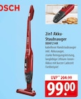 BOSCH 2in1 Akku-Staubsauger BBHF214R Angebote bei famila Nordost Neumünster für 99,00 €