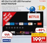 40 Zoll Full HD LED Fernseher D40F751X7CW Angebote von TELEFUNKEN bei Netto Marken-Discount Gifhorn für 199,99 €