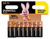 Lot de 16 piles Duracell +100%  AA/LR6 - DURACELL en promo chez Carrefour Calais à 8,39 €