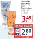 Body Milk oder Body Lotion von Jean & Len im aktuellen Rossmann Prospekt für 3,49 €