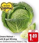 EDEKA Fränkisch-Crumbach - Recht & gut Wirsing Angebot im Prospekt Recht & gut Wirsing bei EDEKA im Fränkisch-Crumbach Prospekt für 1,49 €