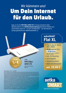 Handy im aetka Prospekt "Wir kümmern uns! Um Dein Internet für den Urlaub." mit 1 Seiten (Bremerhaven)