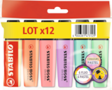LOT DE 12 SURLIGNEURS : 6 FLUO ET 6 PASTEL - STABILO en promo chez Auchan Hypermarché Le Blanc-Mesnil à 8,85 €