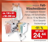 Falt-Wäscheständer im Angebot bei Zimmermann in Gronau Falt-Wäscheständer Angebote von EASYmaxx bei Zimmermann Gronau für 24,44 €