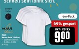 Herren Basic T-Shirts Weiß Angebote von MAUI SPORTS bei REWE Wiesbaden für 9,00 €
