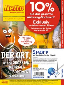 Netto Marken-Discount Prospekt 10% auf das gesamte Mehrweg-Sortiment mit 4 Seiten