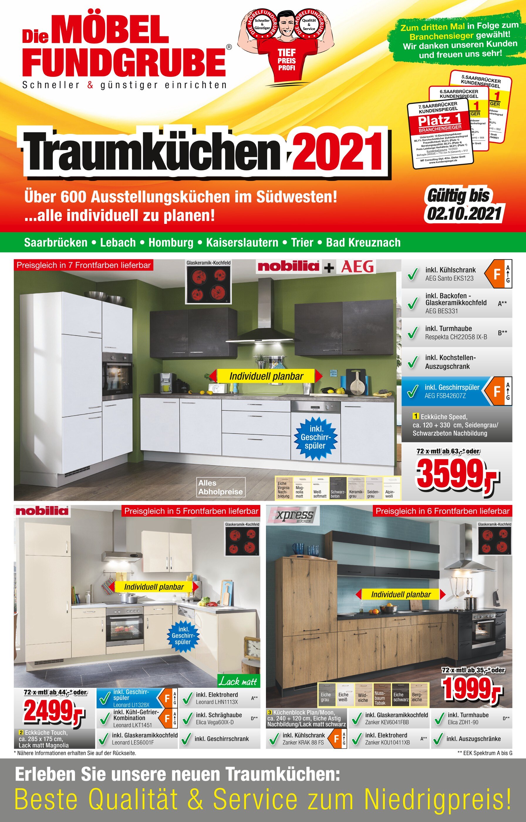 Die Möbelfundgrube Prospekt für Neunkirchen mit 16 Seiten Die Möbelfundgrube Prospekt für Neunkirchen: "Traumküchen 2021!", 16 Seiten, 02.09.2021 - 02.10.2021
