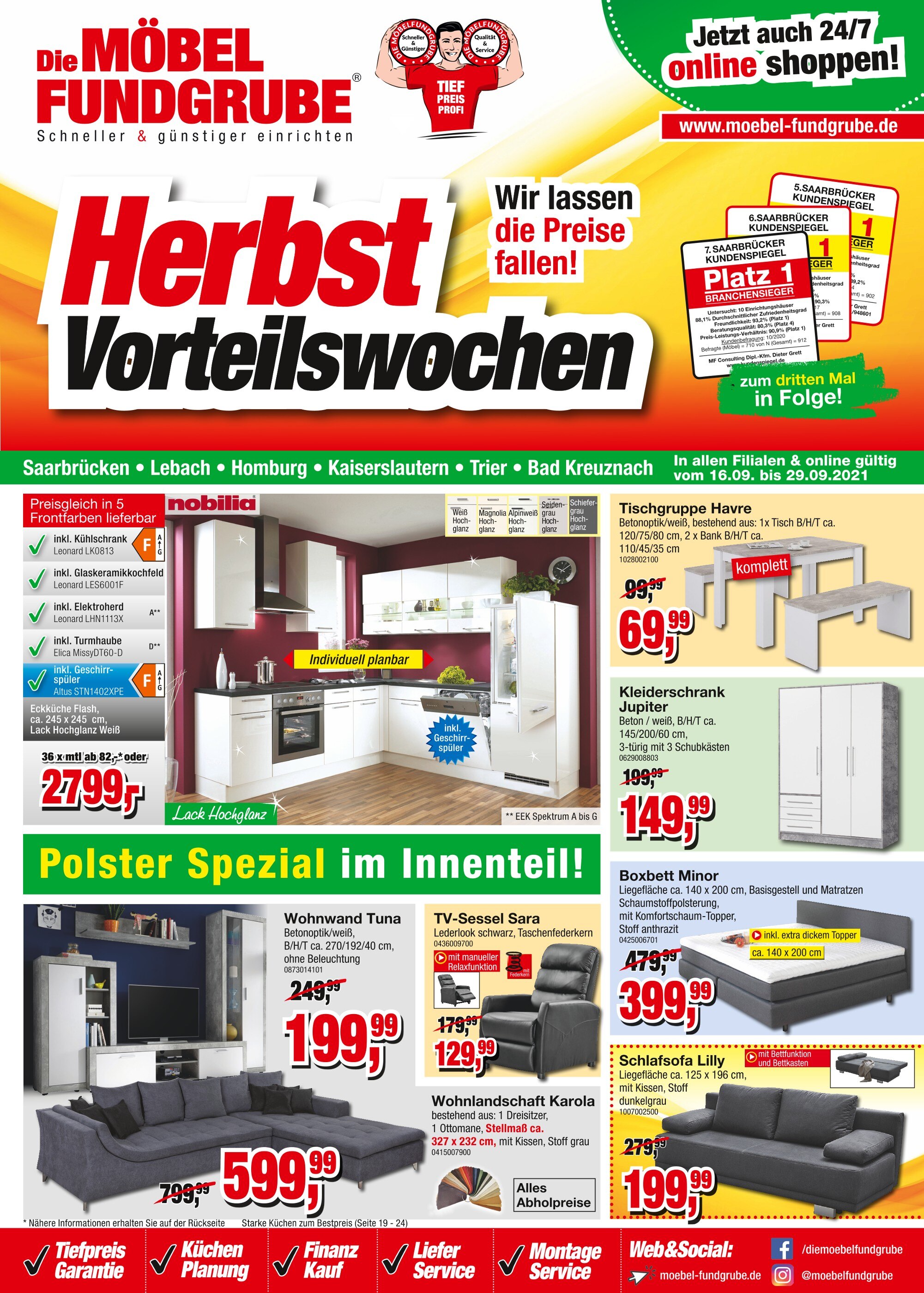 Die Möbelfundgrube Prospekt für Neunkirchen mit 24 Seiten Die Möbelfundgrube Prospekt für Neunkirchen: "Herbst Vorteilswochen", 24 Seiten, 16.09.2021 - 29.09.2021