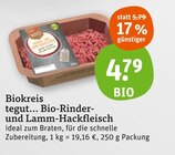 Bio-Rinder- und Lamm-Hackfleisch Angebote von Biokreis tegut... bei tegut Maintal für 4,79 €