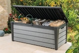 Promo Coffre de jardin BRUSHWOOD en résine - KETER - gris - 455 litres à 129,00 € dans le catalogue Castorama à Agen