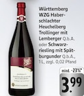 Haberschlachter Heuchelberg Trollinger mit Lemberger Q.b.A. Angebote von Württemberg WZG bei E center Ludwigsburg für 3,99 €