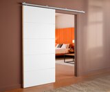 Kit porte coulissante blanche 4 inserts - 830 mm + rail en aluminium en promo chez Brico Dépôt Avignon à 119,00 €