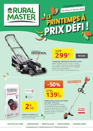 Prospectus Jardineries & Animaleries Rural Master en cours, LE PRINTEMPS À PRIX DÉFI !, 8 pages, 02/02/2026 - 21/02/2026 Catalogue Jardineries & Animaleries Rural Master en cours à Lempdes-sur-Allagnon et alentours, LE PRINTEMPS À PRIX DÉFI !, 8 pages, 02/02/2026 - 21/02/2026