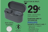 Écouteurs sans fil TAT3509GY/00 - PHILIPS - E.Leclerc à Bergerac Écouteurs sans fil TAT3509GY/00 - PHILIPS en promo chez E.Leclerc Bergerac à 29,00 €