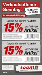 toom Baumarkt Prospekt: "Verkaufsoffener Sonntag", 1 Seite, 06.10.2024 - 06.10.2024