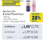 Gin & Tonic/Pink & Tonic Angebote von Gordons bei Metro Freiburg für 1,77 €