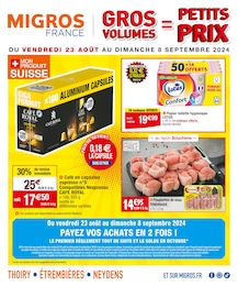 Catalogue Migros France "GROS VOLUMES = PETITS PRIX" à Cluses et alentours, 20 pages, 23/08/2024 - 08/09/2024