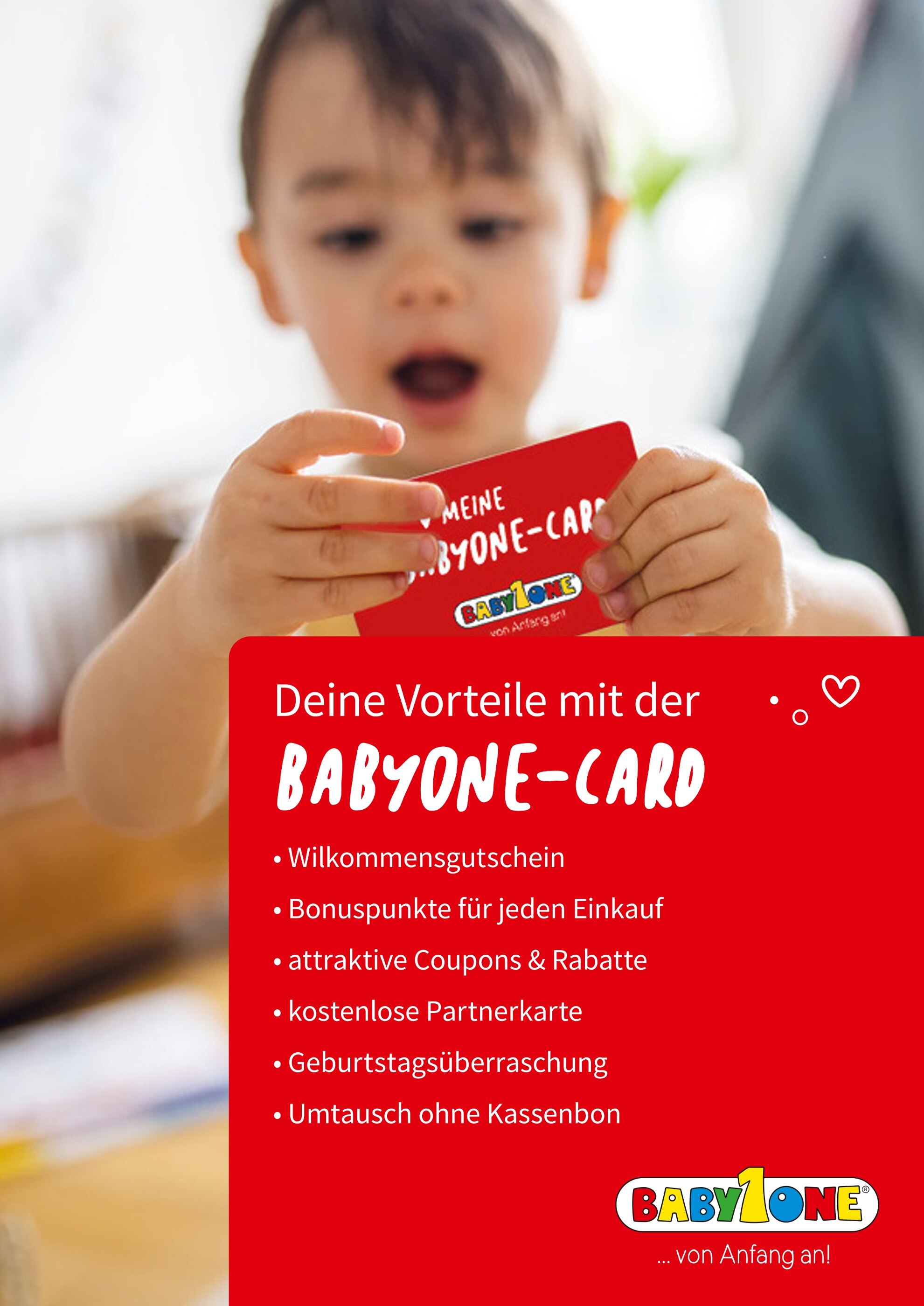 BabyOne Prospekt für Duisburg mit 1 Seite BabyOne Prospekt für Duisburg: "Deine Vorteile mit der BabyOne-Card", 1 Seite, 11.10.2021 - 24.10.2021