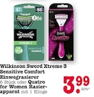 Wilkinson Sword Xtreme 3 Sensitive Comfort Einwegrasierer oder Quatro for Women Rasierapparat im Angebot bei E center in Wiesbaden Wilkinson Sword Xtreme 3 Sensitive Comfort Einwegrasierer oder Quatro for Women Rasierapparat Angebote von Wilkinson Sword bei E center Wiesbaden für 3,99 €