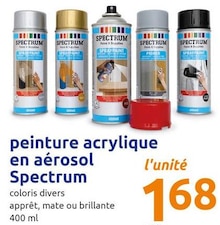 Peinture acrylique en aérosol - Action à La Garenne-Colombes Peinture acrylique en aérosol en promo chez Action La Garenne-Colombes à 1,68 €