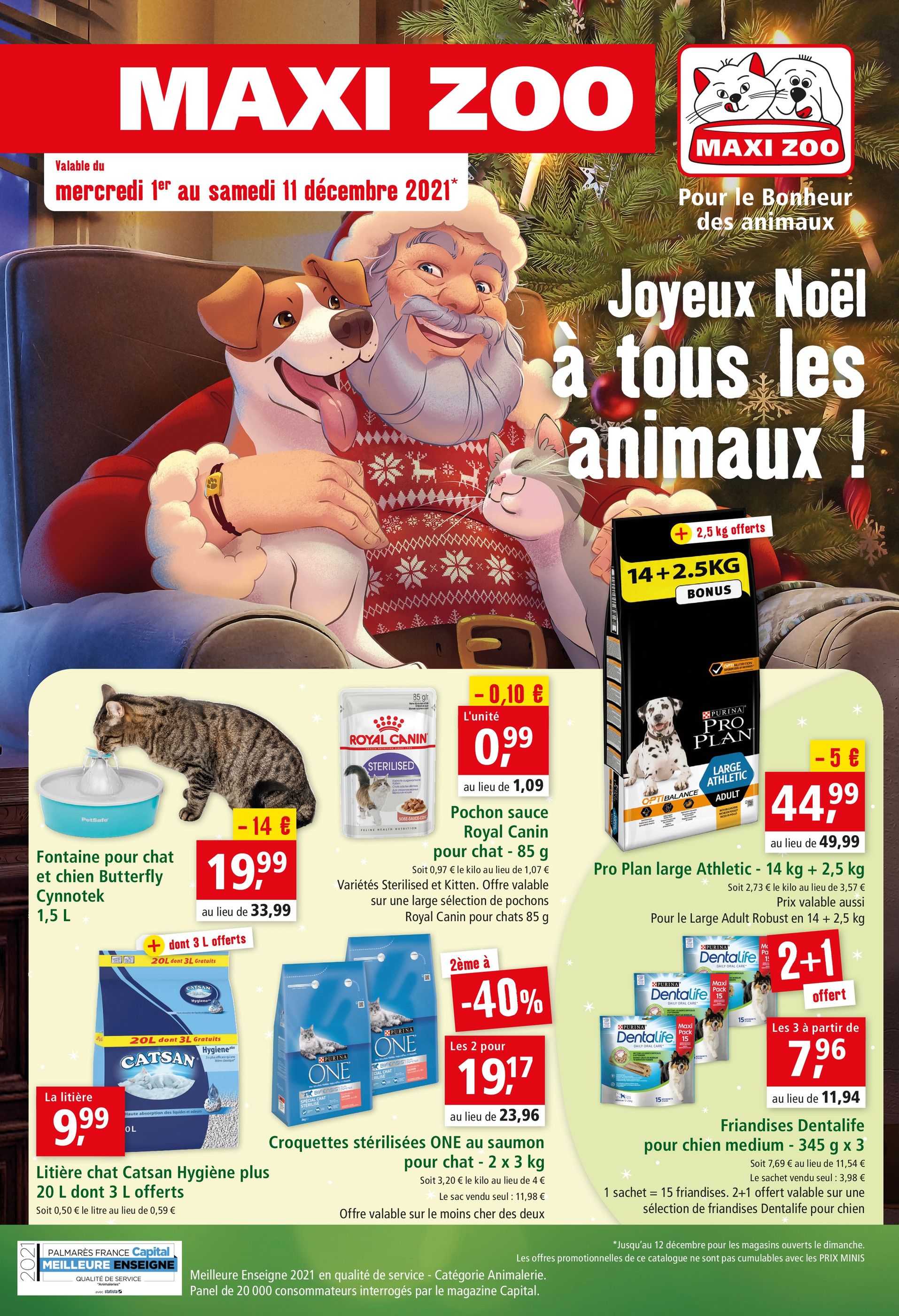 Catalogue Maxi Zoo à Calas, avec 14 pages Prospectus Maxi Zoo à Calas, "Joyeux Noël à tous les animaux !", 14 pages, 01/12/2021 - 12/12/2021