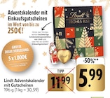 Adventskalender mit Gutscheinen von Lindt im aktuellen EDEKA Prospekt für 5,99 €