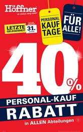 Höffner Prospekt "40% Rabatt in allen Abteilungen" für Aschaffenburg, 4 Seiten, 25.01.2023 - 31.01.2023